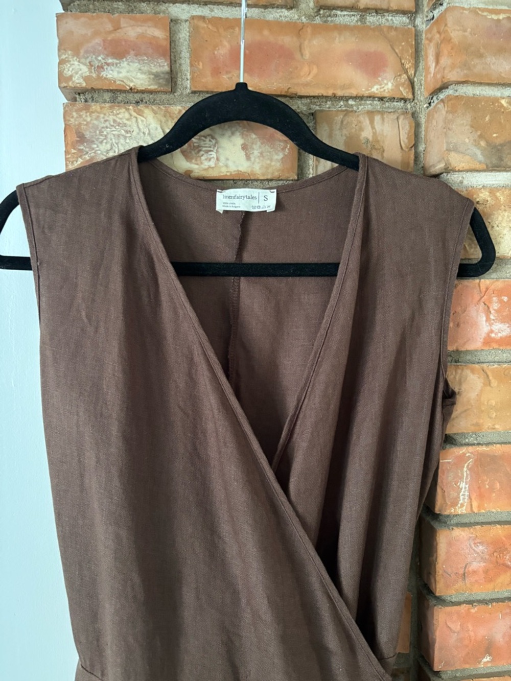 Linenfairytales : Linen Wrap Maxi Dress in Chocolate Brown Small - Picture 4 of 10